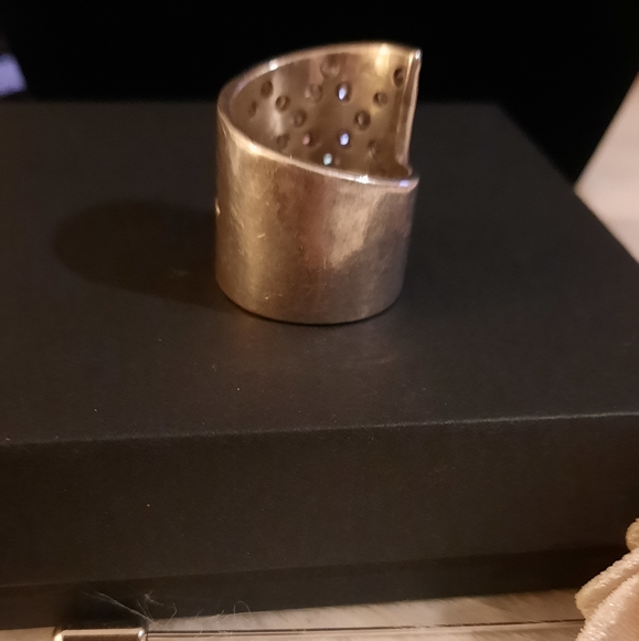 Solid 925 ring cz bypass cigar band ring stamped 925 sterling silver - Picture 12 of 14